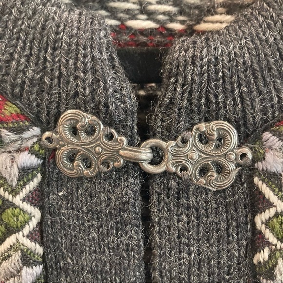 NORWOOL Sz S Setesdal 100% Wool Fair Isle  Style Ornate Design Buttons Cardigan - Picture 5 of 10